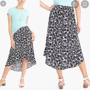 NWOT J. Crew B&W Palm Print Faux Wrap Pull-On Skirt, size XS